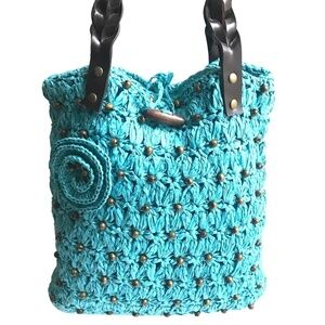 Naturalizer Woven Paper & Wooden Bead Shoulder Bag